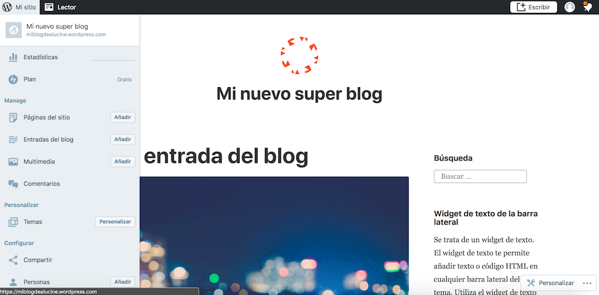 Escritorio de wordpress com