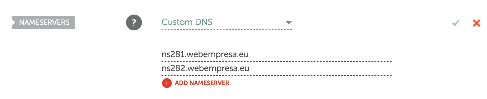 Cambiar DNS dominio paso 2