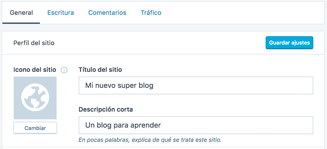 descripción wordpress